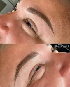 Powder brows turn pink color correction at BeYOUtiful Ink Studio Little Falls MN